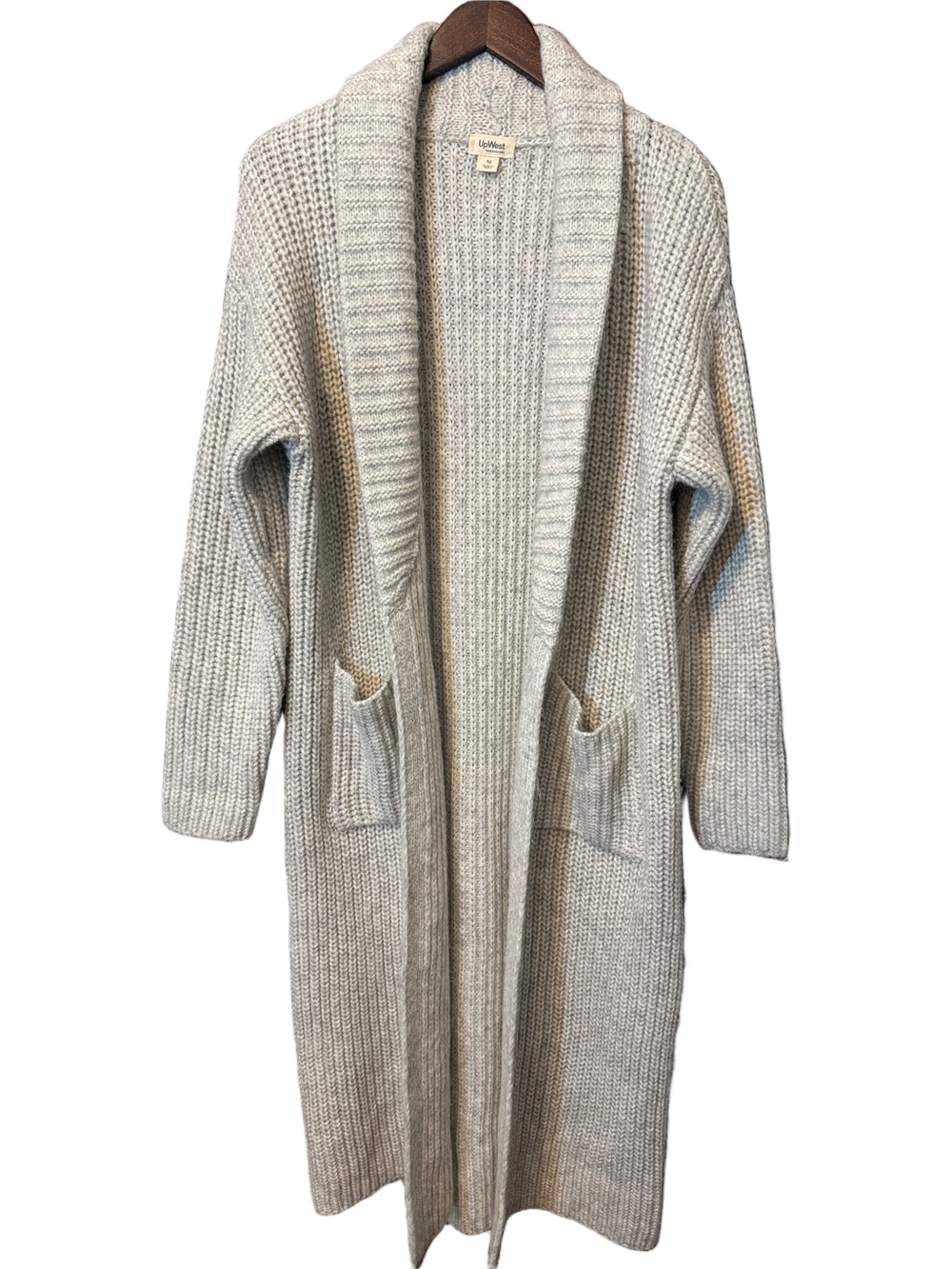 UpWest Long Open-Front Ribbed Cardigan Sweater Size M - Picture 2 of 3
